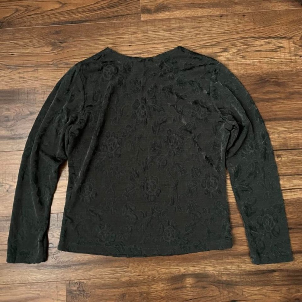 Vintage Forest Green Long Sleeve Crewneck Top Floral Small Fairy Whimsigoth Goth - Picture 7 of 7